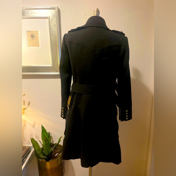 Zara women’s medium long black army style double breasted trench coat - Picture 4 of 6
